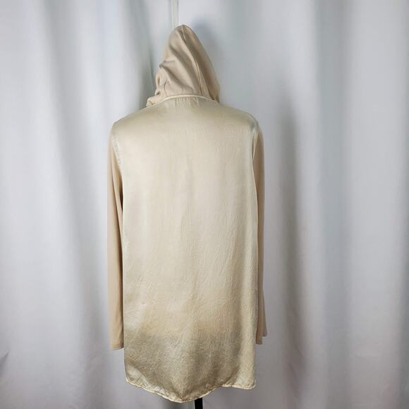 Perse By Carlisle Silk Pullover Hoodie Sweater Beige - Size 10 - Picture 4 of 12